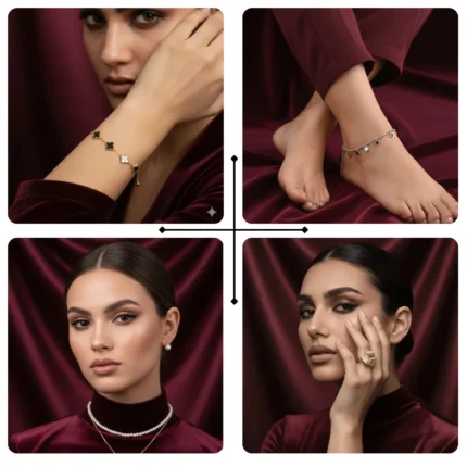 Gold plated minimalist jewellery deal of 4 for women in Pakistan