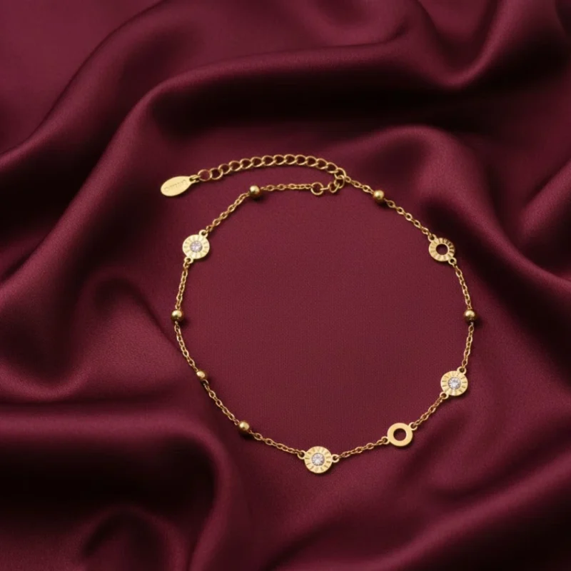 Gold circle charm anklet for women in Pakistan