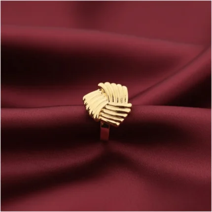 Gold plated textured statement ring for women in Pakistan