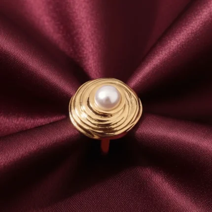Gold plated pearl circle ring for women in Pakistan