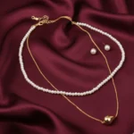 Double layer pearl and gold necklace set for women in Pakistan