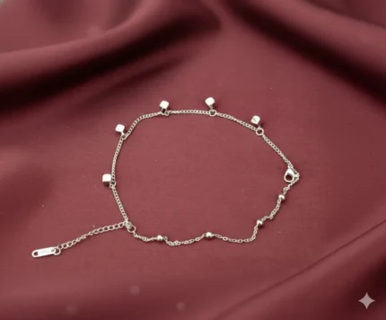 Silver plated square charm bracelet for women in Pakistan