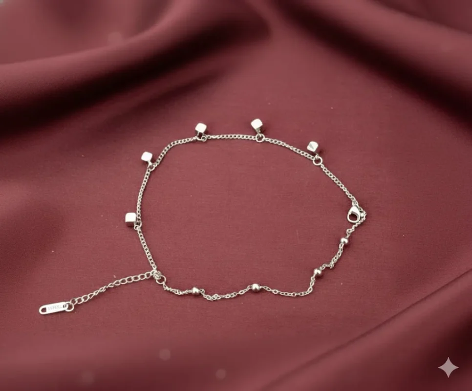 Silver plated square charm bracelet for women in Pakistan